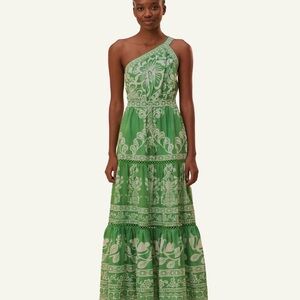 Farm Rio Green One-Shoulder Maxi Dress XS